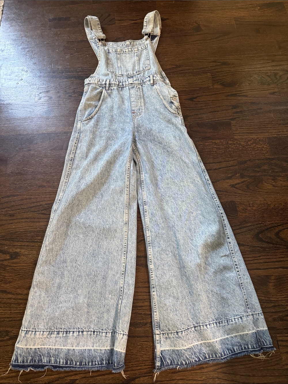 We The Free Light Blue Wide-Leg Denim Overalls